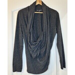 Peace & Pearls Gray Wrap Long Sleeve Blouse Women's size XL‎